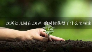 这所幼儿园在2019年的时候获得了什么奖项或认证吗？